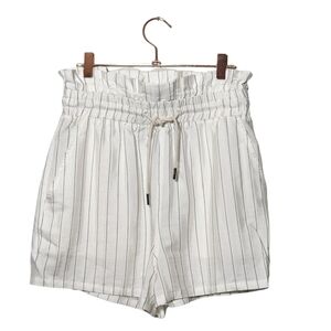 RTA Tara high rise silky stripe Paper Bag shorts in white black stripe size M